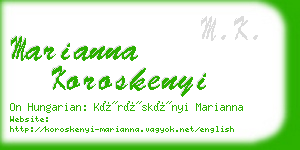 marianna koroskenyi business card
